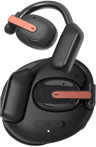 Roujune Open Ear Headphones, Bluetooth 5.3 Wireless Earbuds with Ear Hooks, HiFi Sound Earphones with 4 ENC Clear Calls Mic, Over-Ear Air Conduction Tech for Sports, IPX5 Waterproof with Touch Control