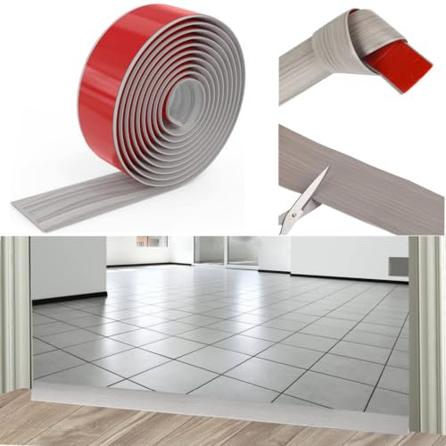 Nagsxiw PVC Laminate Flooring Threshold Strip, 2m x 5cm, Grey Oak Wood Grain, Floor Transition Strip
