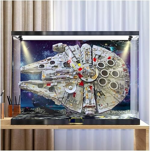 Caikbms Vitrine Acryl Kompatibel Mit Le-go 75192 Millenium Falcon, Staubdichte Vitrine Für Das Bausteinmodell 75192 (Modell Nicht Im Lieferumfang Enthalten) (Mit Strahlern B