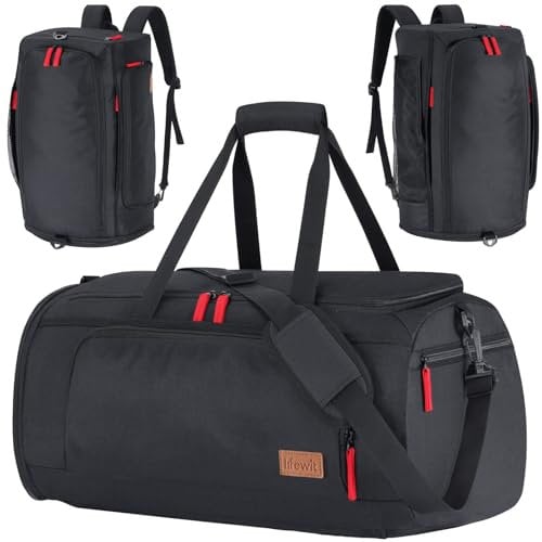 Lifewit Sporttasche Herren, 40L, Reisetasche Rucksack mit Schuhfach und Nassfach, Wasserdicht Trainingstasche, Tasche für als Handgepäck auf Flügen, Sport, Fitness, Reisen, Gym Bag, Schwarz