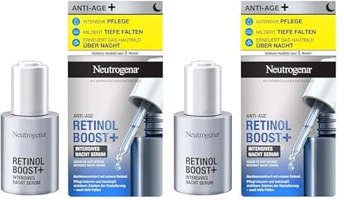 Neutrogena Retinol Boost Serum (30 ml), hoch wirksames Anti Aging Gesichtsserum mit Retinol, Myrtenblatt-Extrakt & Hyaluronsäure, leichte Gesichtspflege für jünger aussehende Haut (Packung mit 2)