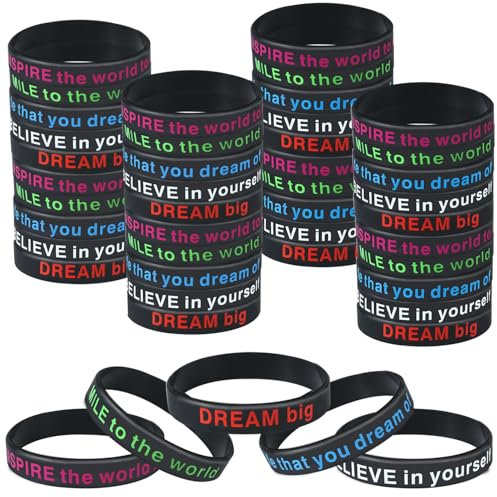 HO-SFSM 30 Stück Motivierendes Silikonarmband, Inspirierenden Sprüchen Silikon Armbänder, Stile Positiven Sprüchen, Geschenke für Teenager Schüler Kollege