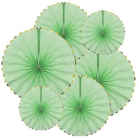 FILOEEX Party Decorations Paper Fans Set,Round Paper Fans Decoration Set,6 in 1 Set Hanging Honeycomb Fans Decorations for Birthday Wall Ceiling Decor Wedding Baby Shower Neon Party (Green)