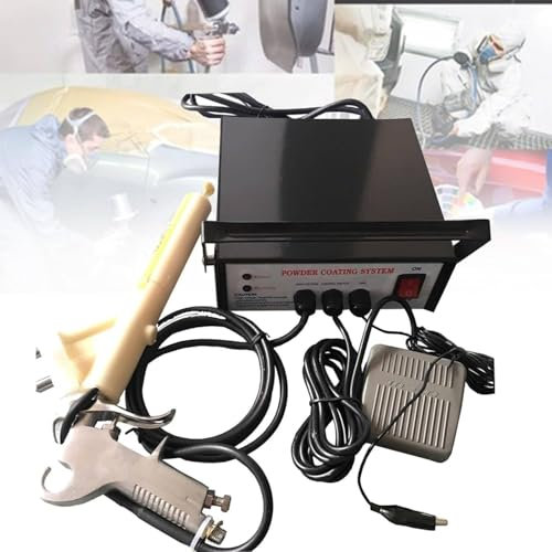 Portable Powder Spray Machine Set,Electrostatic Powder Coating System,5 Gears Powder Coating Gun,Powder Coat Machine with Foot Switch,Paint Gun(Black)