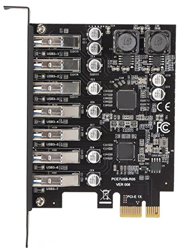 7 Port PCIe USB 3.2 Gen 1 Expansion Card 5Gbps Internal Hub | 7-port front panel adapter, 5V/1.5A stable power delivery, compatible with WINDOWS Linux systems, capacitors for r