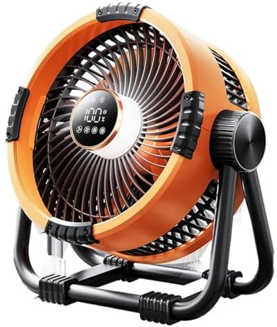 Ventilateur de camping portable sans fil avec batterie rechargeable de 20000 mAh, ventilateur de plafond avec crochet et lumière LED(Orange)