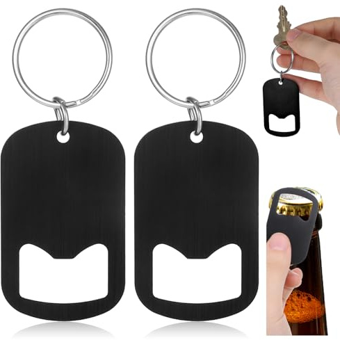2 Stück Schwarz Edelstahl Bieröffner Mit Schlüsselanhänger, Kleine Bar Flaschenöffner Bieröffner Schlüsselanhänger Lanyard Flaschenöffner, Bottle Opener Keychain Für Bier Dosen Küche Bar Restaurant
