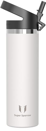 Super Sparrow Botella de Agua Acero Inoxidable - Botella Termica Boca Ancha con Paja 750ml - Sin BPA, para Gimnasio, Deporte, Oficina, Yoga, Ciclismo
