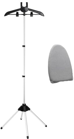 Fegtrtyoa Foldable Garment Steamer Stand with Ironing Gloves Adjustable Steamer Rack with Two Clips for Suit Shirt Overcoat Vest,Steam Iron Stand for Bedroom Cloakroom,Steamer Hanger for Travel Black