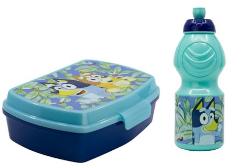 Disney Bluey & Bingo Kinder Lunch Set – 2-teilig mit Brotdose & Trinkflasche (400 ml) – Offizielles Bluey Lizenzprodukt – Ideal für Kindergarten, Schule & Ausflüge
