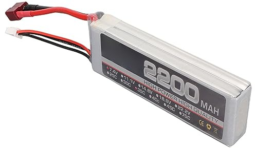 Fockety 2200mAh 2s Lipo AKKU, 7,4 V 35C High Power Lipo AKKU MIT XT60 STECKER ODER TECKER FUR RC Flugzug, Helikopter, Quadcopter, FPV Renndrohne, XH Balance Head, 4,1 X 1,4x0.6in. (T-Stecker)