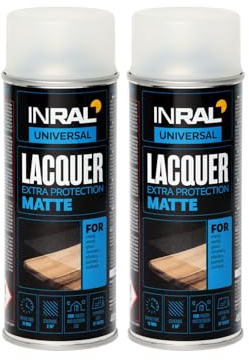 INRAL Acryllack Spray – Schnell Trocknendes Matt Klarlack Spray Wasserfest 2x400 ml - Idealer Sprühlack für Acryllackierung - Hitze- und Kratzfester UV Lack für Heimwerker, Handwerker und Künstler
