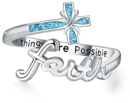 Anker Kreuz Ring Sterling Silber Verstellbarer Christian Fashion Band Ring für Frauen Mädchen Tochter Freundin Geschenk Geschenk