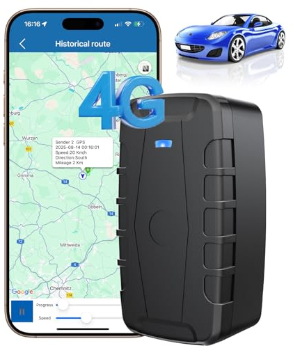 Winnes TK918 4G GPS Tracker para coche GPS Tracker sin suscripción, localización en tiempo real, batería de 20000 mAh, tiempo de espera de 240 días con imán fuerte, ubicación por SMS/APP/Web, requiere