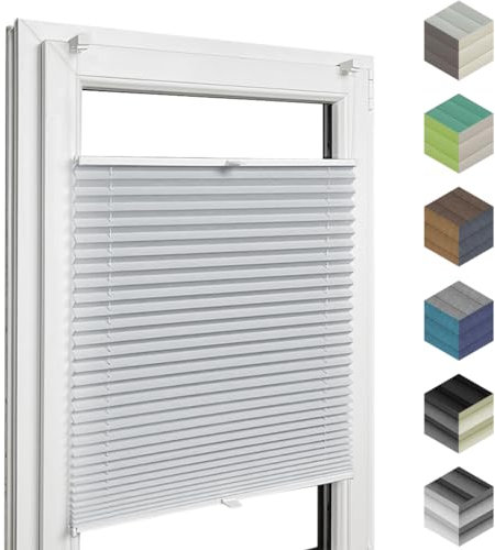 Home-Vision® Premium Plissee Faltrollo ohne Bohren mit Klemmfix (Silber, B25cm x H120cm) Modern Klemmträger, Verdunklung, Blickdicht Sonnenschutz Jalousie für Fenster & Tür