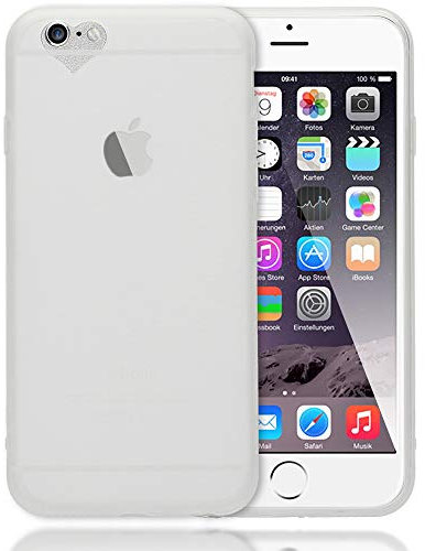 NALIA Herz Handyhülle kompatibel mit iPhone 6 6S, Silikon Case Schutz-Hülle Gummihülle, Soft Slim Cover Etui Dünne Handy-Tasche, Ultra-Slim Smart-Phone Back-Cover Skin Bumper, Farbe:Transparent