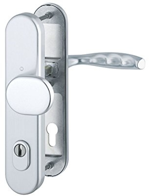 HOPPE 3891970 Sicherheits-Wechselgarnitur New York-Ö-Norm Entfernung 88mm, Aluminium Silber eloxiert, Langschild Profilzylinder für Türstärke 62-72mm, mit Kernziehschutz, Klasse 3, 1 Stück
