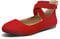 DREAM PAIRS Womens Ballerina Flat Fashion Elastic Ankle Straps Cross Strap Round Toe Comfy Ballet Pumps Dolly Shoes,Size 8,Red,Sole_Stretchy
