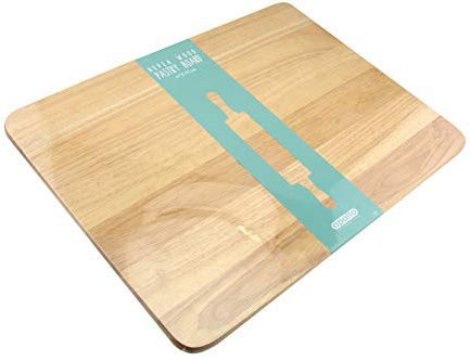 apollo THE HOUSEWARES BRAND RB Pastry Board, XXL Chopping Board for Kitchen, High-Quality Hevea Wood, Size: 45x35cm, Natural, Brown