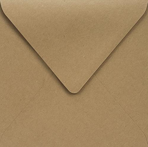Netuno 25 Sandbraun quadratische Briefkuverts Spitzklappe 145x145 mm 100g braune Kraftpapier Briefumschläge Recycling Umschläge quadratisch für Hochzeits-Einladungen Danksagungskarten
