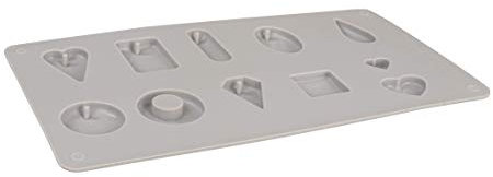 Rayher 36109000 Silikon Gießform Anhänger, 14,5 x 26 x 1 cm, 11 Motive, Form zum Ausgießen mit Schmuck-Beton, Art Resin Gießharz, Raysin-Gießpulver, Schmuckanhänger, Geschenkanhänger, Grau