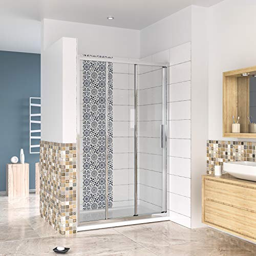 AICA porte de douche 3 volets 120x195cm porte de douche coulissante en verre anticalcaire