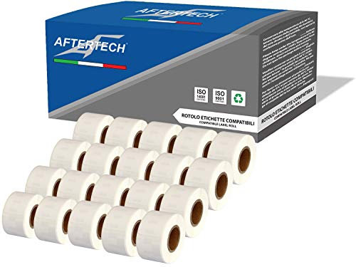 Aftertech 20x 99010 28x89mm Rollen kompatible Klebeetiketten (130 Etiketten/Rolle = 2600 insgesamt) für Dymo LabelWriter Seiko SLP Etikettendrucker S0722370 20x99010