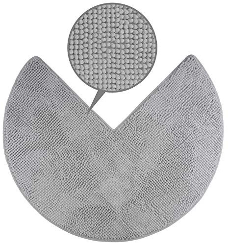 fluffy® Badteppich für Eckduschen aus Chenille mit Rutschfester Unterseite (Rund | Innenmaße 45 x 45 cm, Grau)