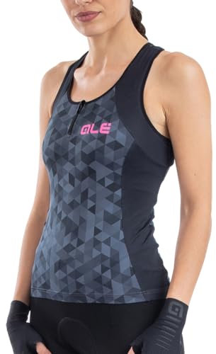 ALE' Damen Solide Dreiecke Tanktop, grau/schwarz, S