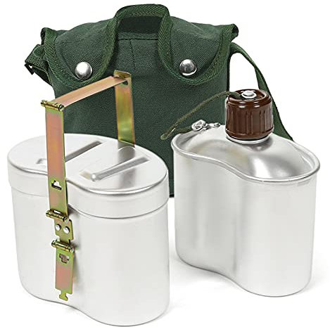 Lixada Ensemble de Cantine en Aluminium Portable avec Tasse et Couvercle Kit de Casseroles Camping pour Camping Randonnée Pêche Au Barbecue