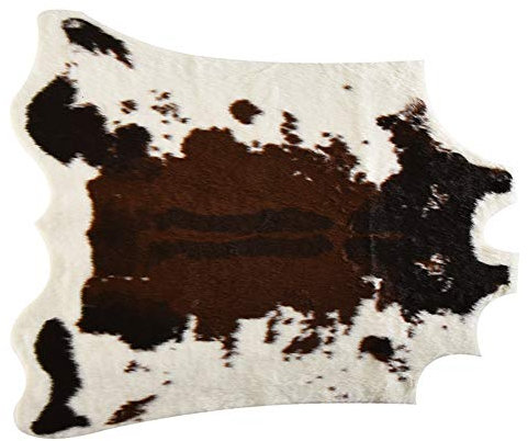 ZHOUBAA Bodenmatte, Kuhfell-Teppich, Kuh-Teppich-Tiger-Druck-Flächenteppich rutschfeste Imitations-Vollleder-Fußmatten Stuhlkissen Für Home Office Kuh# 110x95cm