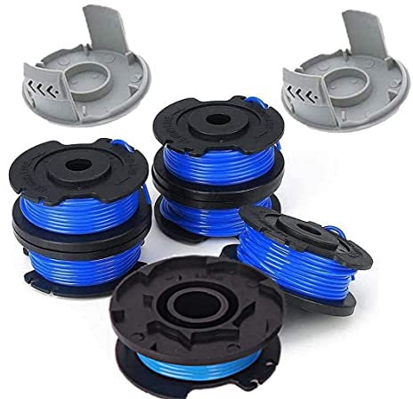 LATERN 6Pcs Ryobi Trimmer String Spools (AC14RL3A) with 2Pcs Spool Caps, 21m Autofeed Strimmer Trimmer Replacement Reflex String Compatible for Ryobi 18V 24V 40V Cordless Trimmer