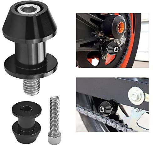 BUENTYA 2 Stücke Bobbins Motorrad Prismabuchsen M8 Racingadapter Aluminium Schwingenadapter Schwarz Schwenkarmspule Ständeraufnahme Schwingenschutz Motorradschwinge Montageständer für Motorrad