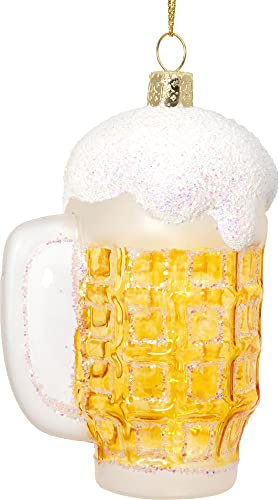 SIKORA klassisch traditioneller Bierkrug besondere Weihnachtskugel Glas Christbaumschmuck Deko Figur Weihnachten Anhänger Ornament - Trend Line - BS559