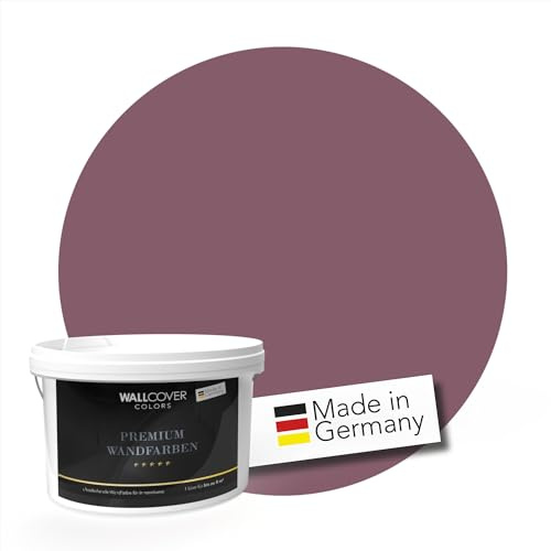 WALLCOVER PREMIUM Wandfarbe Rot 5L für 40m² | Verträumtes Burgunderrot | Innenfarbe Edelmatt | Höchste Deckkraft Klasse 1 | Qualität aus Deutschland