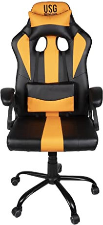 USG Chaise Colossus fauteuil pour bureau PC gaming - Inclinaison 15° - Cuir polyuréthane lisse - Noir et orange