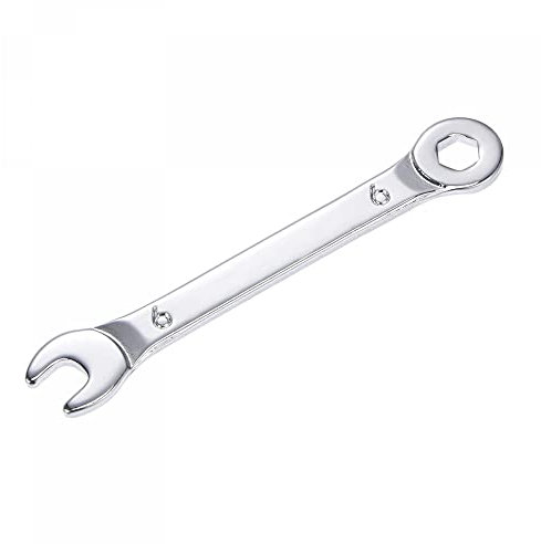 sourcing map Dünn Ring Maulschlüssel mit Offset 6-Punkt Ende und Abgewinkelt Offen 6mm