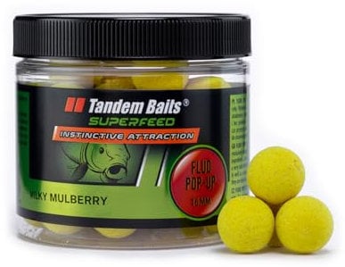 Tandem Baits Karpfen Futter Angelfutter Pop Ups Boilies Zig Rig Chod Rig SuperFeed Fluo Pop-Up 16 mm 70 g Milch Maulbeere