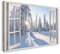 Printistico Bilder Fensterblick 120x80cm Baumwoll-Leinwand auf Keilrahmen mit Aufhänger moderner Kunstdruck XXL Wandbilder Wand-Dekoration Winter Landschaft Bäume Wald Sonne Natur - Natur-Fotografie