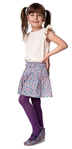 POSE Collant per bambini in microfibra 40 DEN | collant colorati bianchi neri opachi | 19 colori e 6 taglie, viola., 116-122