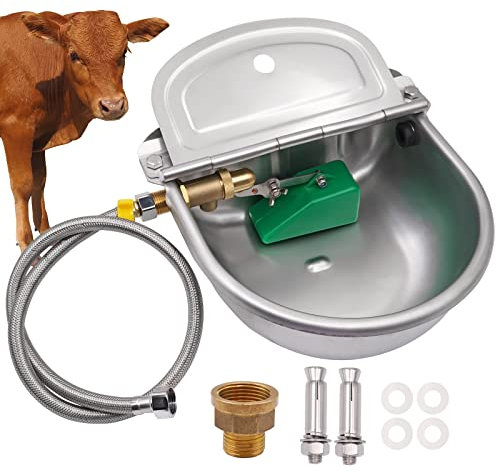 BREUAILY 5 In 1 Automatische Tränkebecken Edelstahl PferdeträNke mit 1/2 Zoll Messingventil Schwimmertränkebecken für Rinder Pferd Schaf Ziege Hund Bauernhof Liefert
