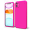 oakxco for iPhone 11 Phone Case Liquid Silicone, Fluorescent Bright Solid Color, Cute Thin Slim Soft Rubber TPU Plain Smooth Gel Matte Protective Cover for Women Girl, Fuchsia Hot Pink