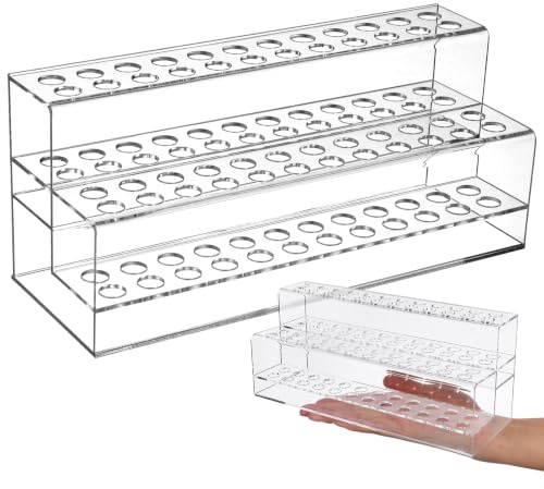 Cabilock Acrylic Pen Holder Storage Box with 48 Slots Clear Desktop Organizer for Pencils Paint Brushes and Crayons Large Capacity Pen Stand for Home Office Desk