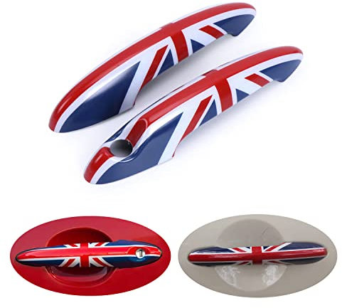 Lo stile del UK Accessori Esterni Auto Maniglia della Porta Copertura, Adesivo maniglia porta per Mini Cooper One/S/JCW Serie R R50 R52 R53 2002–2006(Union Jack Blu)