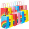 12 Stück Geschenktüten Regenbogen Papier Partytütenaus Kraftpapier mit Griffen 4 Farben 130 x 80 x 220 MM Geburtstagstüten Kinder für Weihnachten Halloween Geburtstag Hochzeit Party