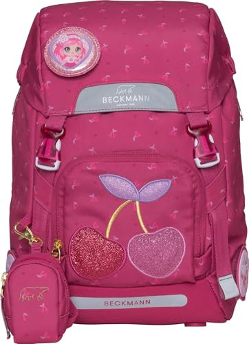 Beckmann, Schulrucksack Classic Cherry, Grundschule, 1. Klasse, ergonomisch, inkl. Regenüberzug, 22L, Red