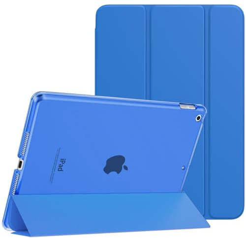 MoKo Cover per Nuovo iPad 9 2021 / iPad 8 2020 / iPad 7 2019, iPad 10.2 Case Ultra Sottile Leggero Custodia in Tri-fold Auto Sveglia/Sonno con Retro Semi-trasparente Rigido, Blu Zaffiro