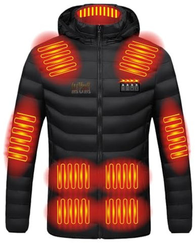 Battnot Beheizte Jacke mit Kapuze Heizjacke Herren Damen Beheizbare Jacke Wärmende Beheizbare Weste Winter Warm Daunenjacke mit 3 Temperaturstufen 19 Heizzonen Heizmantel Funktionsjacke Outdoorjacke
