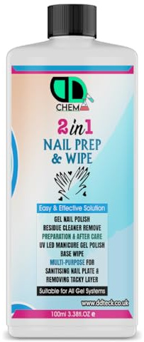 Prep + Wipe Gel Nail Polish Residue Cleaner Remover, Preparation & After Care, UV LED Manicure Gel Polish Base Wipe, Multi-Purpose for Sanitising Nail Plate 100ML CAP