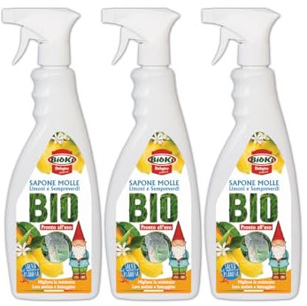 Bioki® Sapone molle speciale per Limoni e Sempreverdi kit da 3 pezzi da 650 ml indicato per insetti e fumaggine